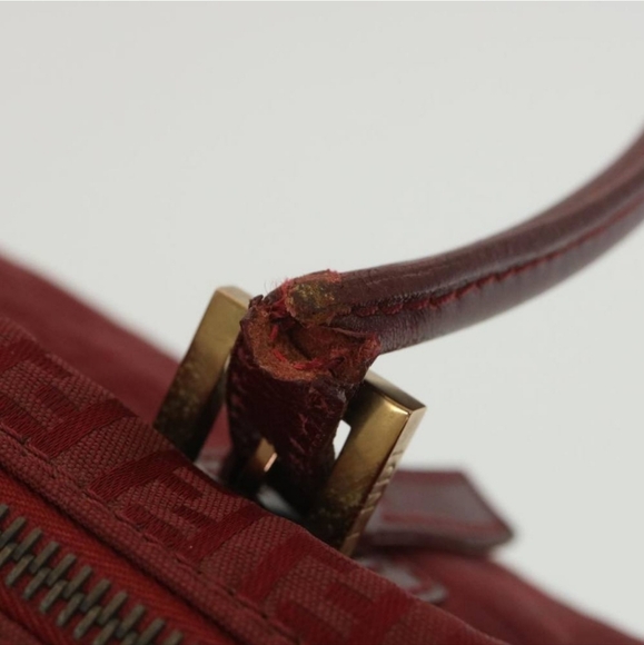 FENDI Zucchino Canvas Authentic Hand Bag Red Auth rd4396 - Picture 10 of 16